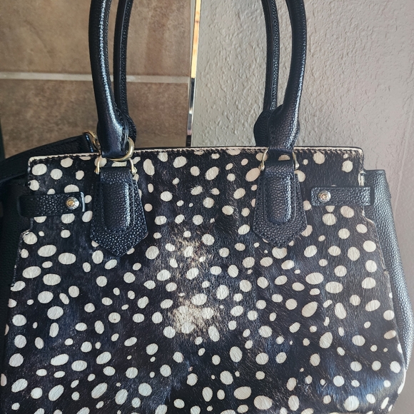 Henri Bendel The Carlyle 2 way Tote Leather Trim Calf Hair Handle - Picture 6 of 16